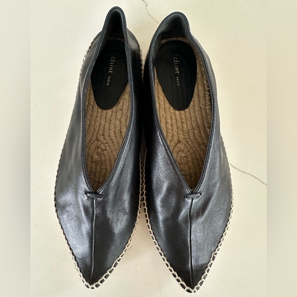 AUTH Celine Leather Espadrilles Black Sz 40 - Picture 4 of 7